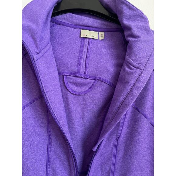 Athleta Rishi Hooded Jacket Womens M Purple Long Sleeve Full Zip Ruched Pockets - Picture 4 of 9